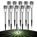 DAILIHIVE 10 Pack Stainless Steel Solar Spike Lights – 3-Color LED Pathway & Landscape Lights