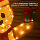 48-Inch 3D Gingerbread Man Outdoor Christmas Yard Decoration with LED Lights
