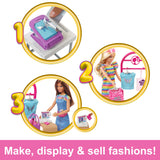 Barbie Make & Sell Boutique Playset, Brunette Doll with Foil Design Station