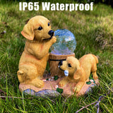 Solar Garden Dog Statue Light, Resin Puppy Outdoor Garden Décor with Warm White LED
