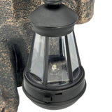 Solar LED Lantern Kitty Cat Garden Statue with Butterfly, Bronze Polyresin Outdoor Cat Figurine