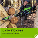 Greenworks 80V 18-Inch Cordless Chainsaw Kit – Battery Powered Chainsaw with 4Ah Battery, Charger, Case &amp; Extra Chains