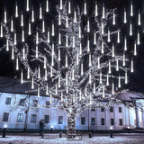 Solar Meteor Shower Icicle Lights, 8 Tubes, 192 LEDs, 11.8" Solar Falling Rain Lights