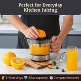 Elite Gourmet Electric Citrus Juicer, 40 W Auto-Reversing Reamer, Black and Stainless Steel
