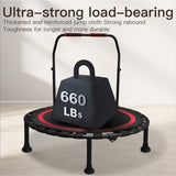 40" Foldable Fitness Trampoline with Quiet Bungees and Adjustable Handle, 450 lb. Capacity