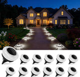 12-Pack Solar Ground Lights with Diamond-Cut Pathway Lighting, Warm or Cold White