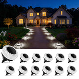 12-Pack Solar Ground Lights with Diamond-Cut Pathway Lighting, Warm or Cold White