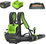 Greenworks 80V Cordless Backpack Leaf Blower with 4Ah Battery Rapid Charger & Leaf Tarp