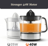 Elite Gourmet Electric Citrus Juicer, 40 W Auto-Reversing Reamer, Black and Stainless Steel