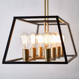 Artika Carter 8-Light Rectangular Pendant Chandelier – Adjustable Modern Farmhouse Cage Dining Room Light Fixture