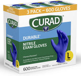 Curad Durable Nitrile Exam Gloves, 600 Count, Powder-free and Non-sterile