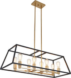 Artika Carter 8-Light Rectangular Pendant Chandelier – Adjustable Modern Farmhouse Cage Dining Room Light Fixture