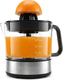 Elite Gourmet Electric Citrus Juicer, 40 W Auto-Reversing Reamer, Black and Stainless Steel