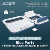 Hydro Force Bloc Party 8-Person Modular Inflatable Party Island with Floating Cooler