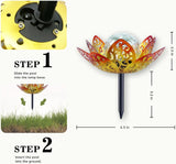 SUNFACE 3 Pack Solar Garden Decor Lights Outdoor, Rose Gold Lotus Flower Solar Path Lights with Crackle Glass Globe, IP44 Waterproof Metal LED Lights for Patio Yard Lawn Walkway Garden Decor