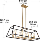 Artika Carter 8-Light Rectangular Pendant Chandelier – Adjustable Modern Farmhouse Cage Dining Room Light Fixture