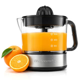 Elite Gourmet Electric Citrus Juicer, 40 W Auto-Reversing Reamer, Black and Stainless Steel