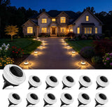 12-Pack Solar Ground Lights with Diamond-Cut Pathway Lighting, Warm or Cold White