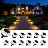 12-Pack Solar Ground Lights with Diamond-Cut Pathway Lighting, Warm or Cold White
