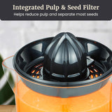 Elite Gourmet Electric Citrus Juicer, 40 W Auto-Reversing Reamer, Black and Stainless Steel