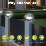 Solar Post Lights – Adjustable Fence & Deck Post Cap Lights with 120 Lumen Warm & Cool White Modes