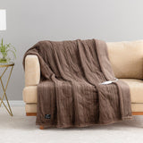 50" × 60" Berkshire Life Heated Faux Fur Throw – 4 Heat Settings, Reversible