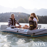 Intex Mariner 3 Inflatable Fishing & Recreational Boat Set with Oars, Pump & Rod Holders, 3-Person Boat