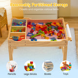 Costway Kids’ Multi-Activity Play Table – Reversible Block Surface, Study Desk, Storage & Paper Roll