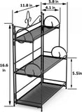 Foldable 3-Tier Countertop Storage Organizer Rack – 11.8" × 5.8" × 16.6"  Metal Shelf