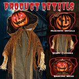 6 Ft Pumpkin Man Animated Halloween Animatronic, Moving Head LED Jack-o'-Lantern