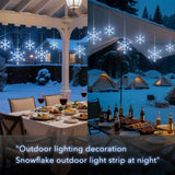 9 ft Snowflake Christmas String Lights, 150 LED Blue & Cool White Hanging Snowfall Lights