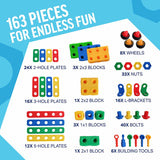 Brickyard Building Blocks STEM Toys, 163-Piece Construction Kit with Tools