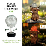 HONGLAND 10" Solar Highland Cow Garden Statue, Weatherproof Resin Cow Sculpture