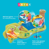 Intex Dinosaur Play Center Inflatable Water Park Pool with Volcano Slide, Sprayer, Waterfall & 6 Fun Balls