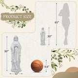 30" Virgin Mary Garden Statue, Weather-Resistant MgO Religious Sculpture with Stone Finish