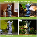 11.81" Solar Dragon on Crystal Ball Statue, Resin Garden Figurine with LED Lantern