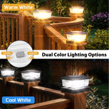 4x4 Solar Post Cap Lights 4-Pack – Dual Color LED Fence Post Lights for Wood & Vinyl Posts