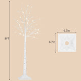 8-Foot LED Birch Tree with 200 Warm White Fairy Lights, Christmas Tree Holiday Decoration