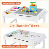 Costway Kids’ Multi-Activity Play Table – Reversible Block Surface, Study Desk, Storage & Paper Roll