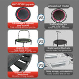 40" Foldable Fitness Trampoline with Quiet Bungees and Adjustable Handle, 450 lb. Capacity