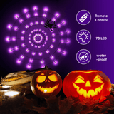 Halloween Spider Web LED Lights 4 Ft, 70 LED Purple Lights with Remote