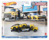2-Vehicle Hot Wheels Legends Team Transport 1:64 Scale Set – Custom Corvette Stingray Coupe & Carry On