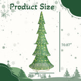 6FT Lighted Christmas Tree Yard Decoration – Pre-Lit Pull-Up Tree with 200 Warm White LEDs