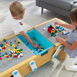 KidKraft Building Bricks Play N Store Wooden Activity Table – 200+ Blocks, 3 Storage Bins & Natural Finish