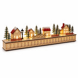 Light-Up Wooden Christmas Village Advent Calendar with 24 Fillable Drawers and Warm LED Lights