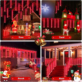 Solar Meteor Shower Icicle Lights, 8 Tubes, 192 LEDs, 11.8" Solar Falling Rain Lights