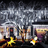Solar Meteor Shower Icicle Lights, 8 Tubes, 192 LEDs, 11.8" Solar Falling Rain Lights