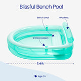 Funsicle 7.4 ft Blissful Bench Inflatable Family Pool with Built-In Seat