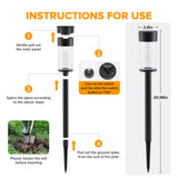 UME 10 Pack Solar Stainless Steel Pathway Lights – 21 in. Warm White Landscape Lights