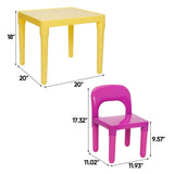 5-Piece 20" ZENY Kids Plastic Activity Table and 4 Chairs Set – Multicolor, Lightweight & Easy to Clean